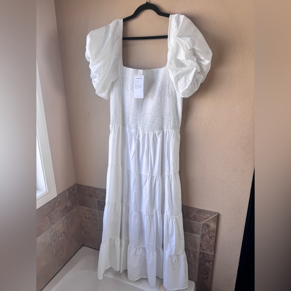 White Puff Sleeve Maxi Dress